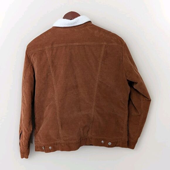 Wrangler Corduroy Jacket Men’s XL Rust Brown Sherpa Lined Trucker Pockets - Picture 3 of 13